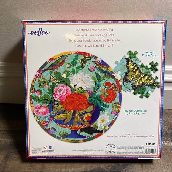 NEW eeBoo and Birds Jigsaw Puzzle - 500 Piece Round Floral Nature Puzzle - Picture 3 of 4